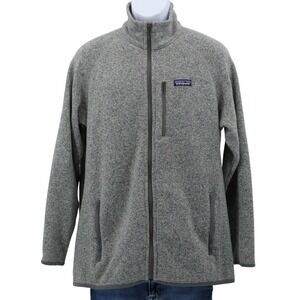 Patagonia‎ Fleece Jacket Full Zip Men's Size L Grey Google Logo Embroidered
